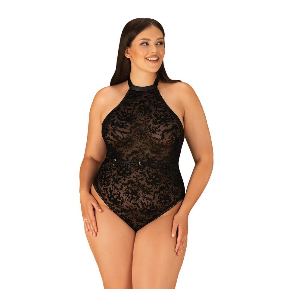 Czarne body Obsessive Softily z odkrytymi plecami