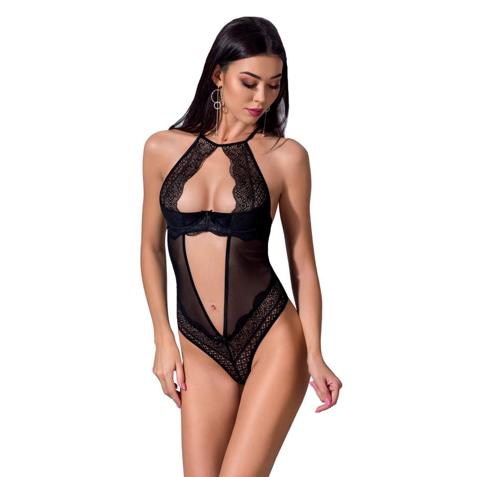 Czarne body Passion Yona z seksownymi wycięciami
