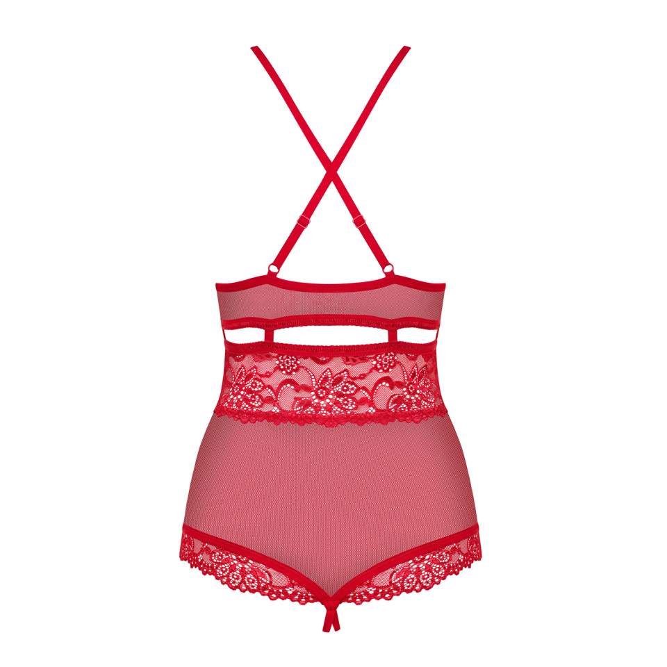 Body otwarte Obsessive 838-TED-3, czerwone, piekielnie kuszące