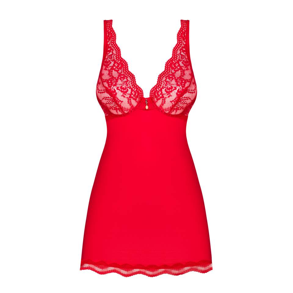 Koszulka babydoll i stringi czerwona- Luvae