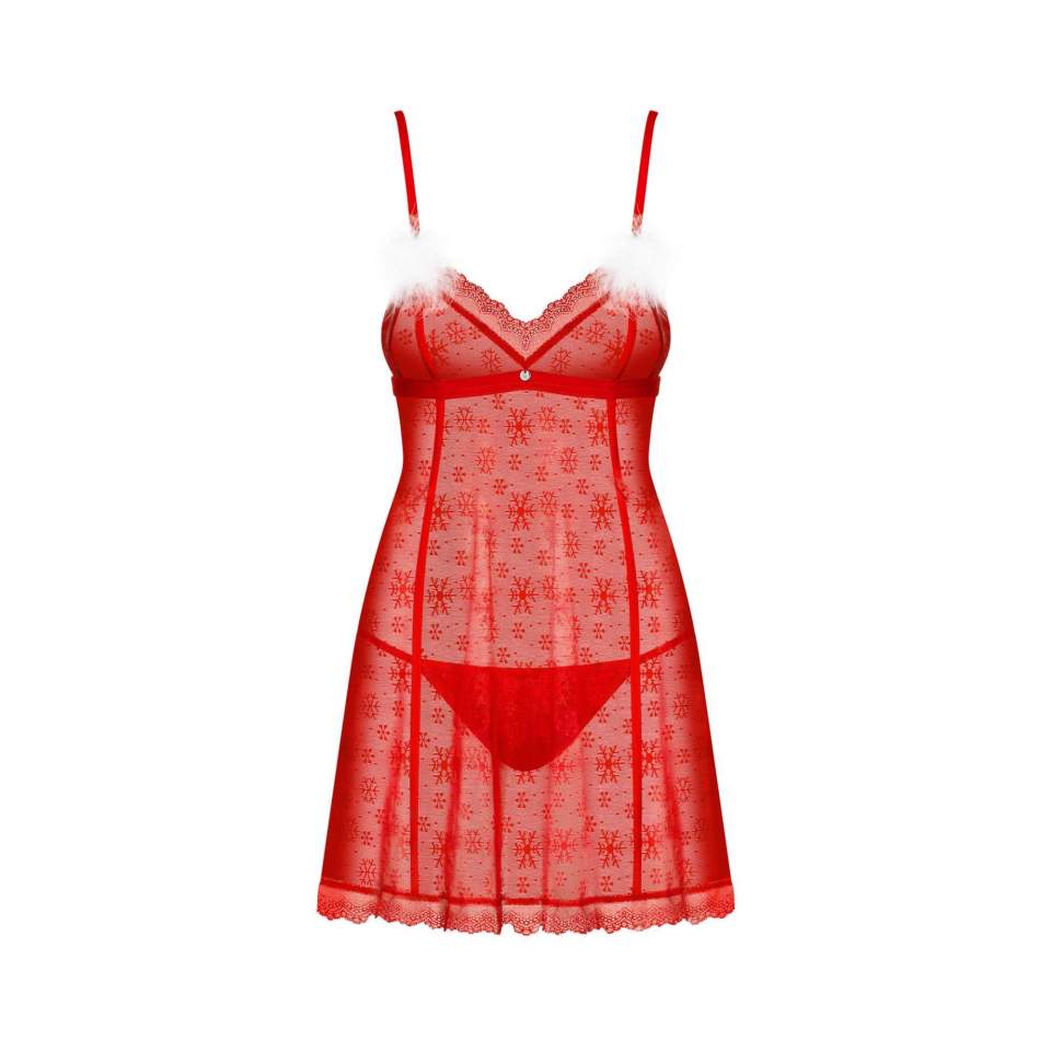 Seksowna czerwona babydoll i stringi z kolekcji Obsessive Claussica