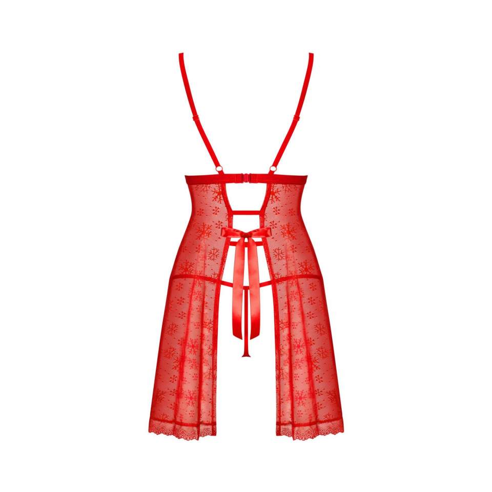 Seksowna czerwona babydoll i stringi z kolekcji Obsessive Claussica
