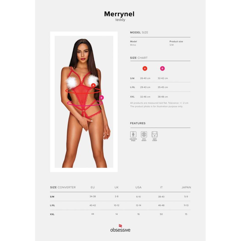 Seksowne body mikołajkowe Obsessive Merrynel