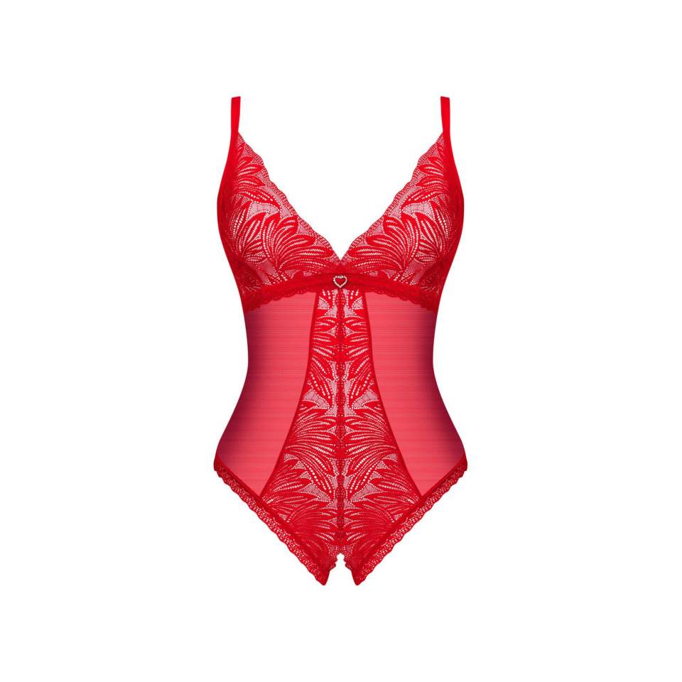 Koronkowe czerwone body otwarte Obsessive Chilisa