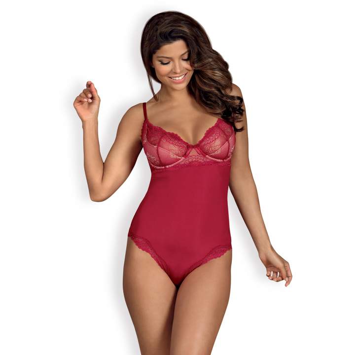 Czerwone body Obsessive Rosalyne z pięknym tyłem