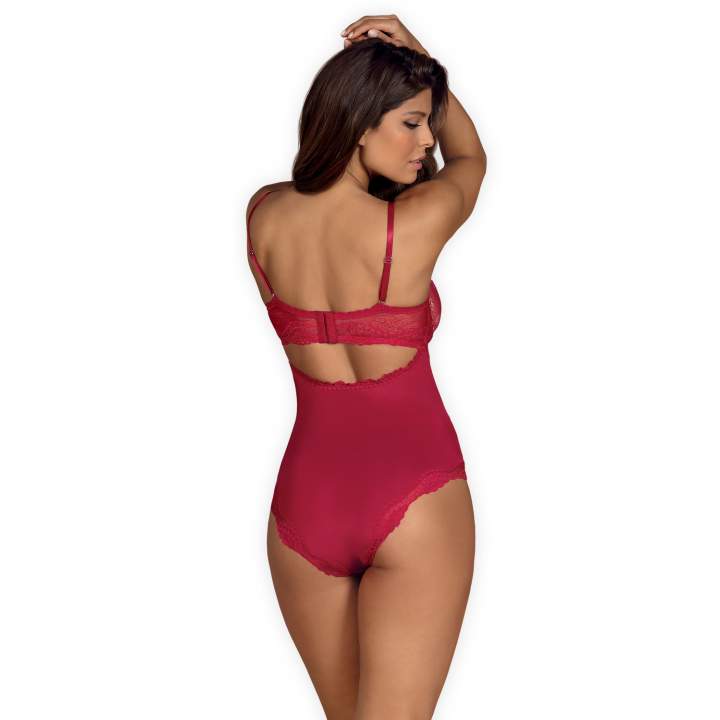 Czerwone body Obsessive Rosalyne z pięknym tyłem