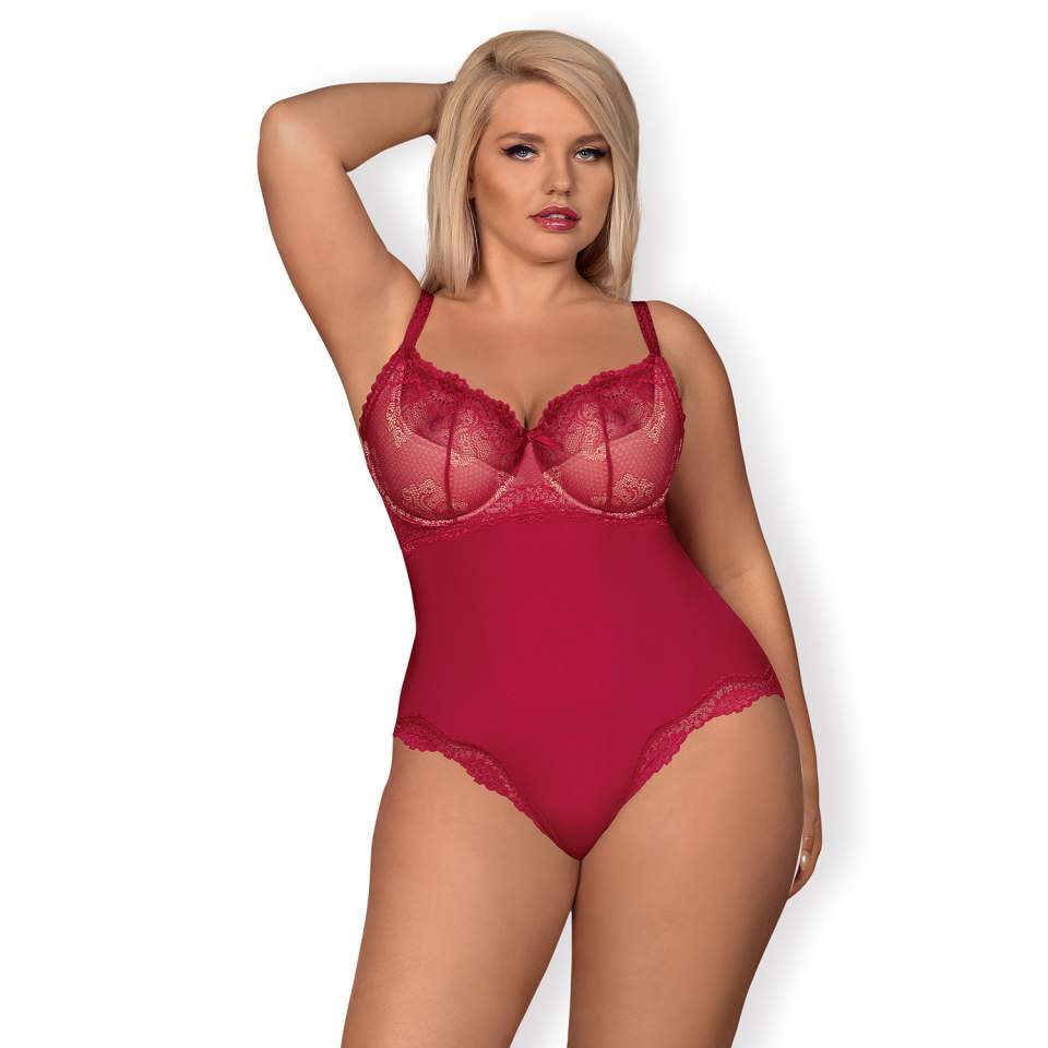 Czerwone body Obsessive Rosalyne z pięknym tyłem