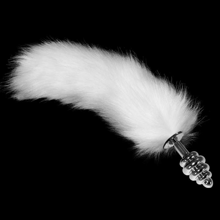 Luksusowy srebrny korek analny z puszystyn ogonem – 2,7cm