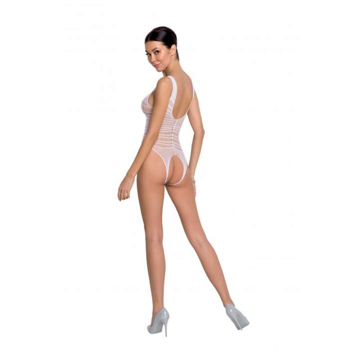 Białe otwarte body siateczkowe Passion BS086
