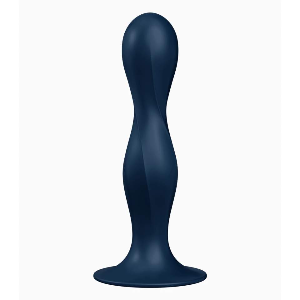Silikonowe granatowe dildo z kuklami marki Satysfyer Double Ball-R