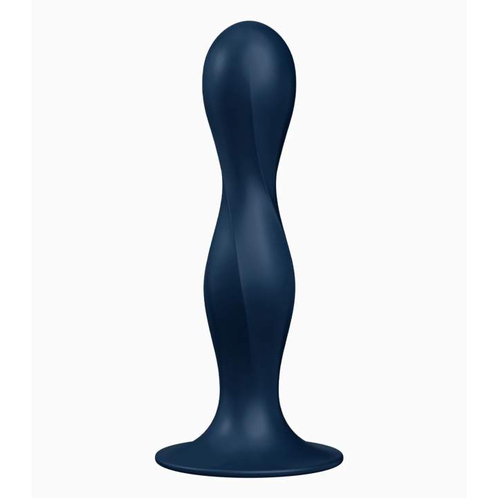 Silikonowe granatowe dildo z kuklami marki Satysfyer Double Ball-R
