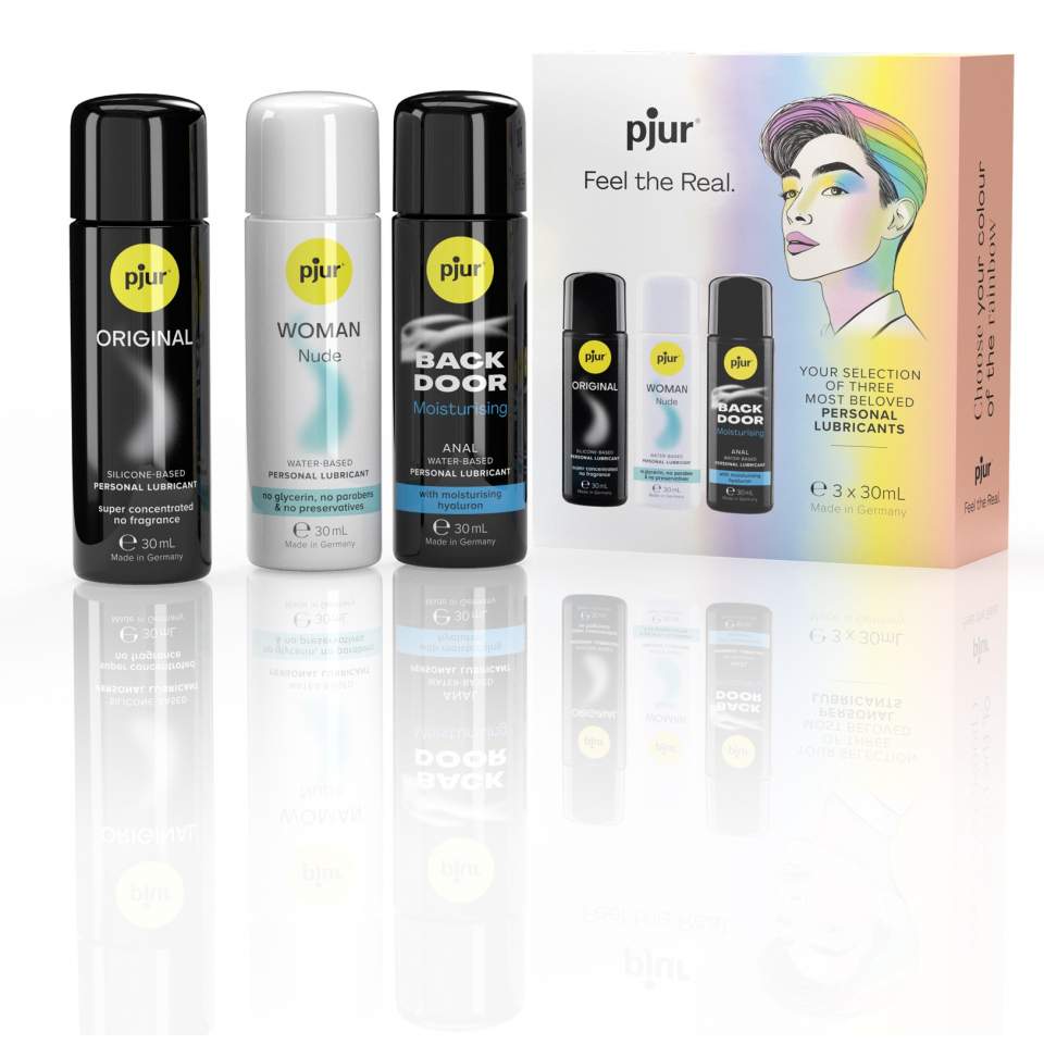 Zestaw trzech lubrykantów: pjur ORIGINAL silicone, pjur WOMAN Nude, pjur BACK DOOR anal 3*30ml.