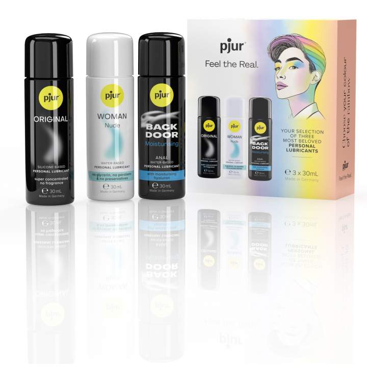 Zestaw trzech lubrykantów: pjur ORIGINAL silicone, pjur WOMAN Nude, pjur BACK DOOR anal 3*30ml.