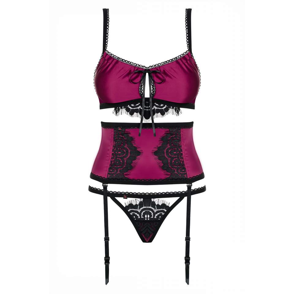 Różowy trzyczęściowy komplet Obsessive 861-SEG-5