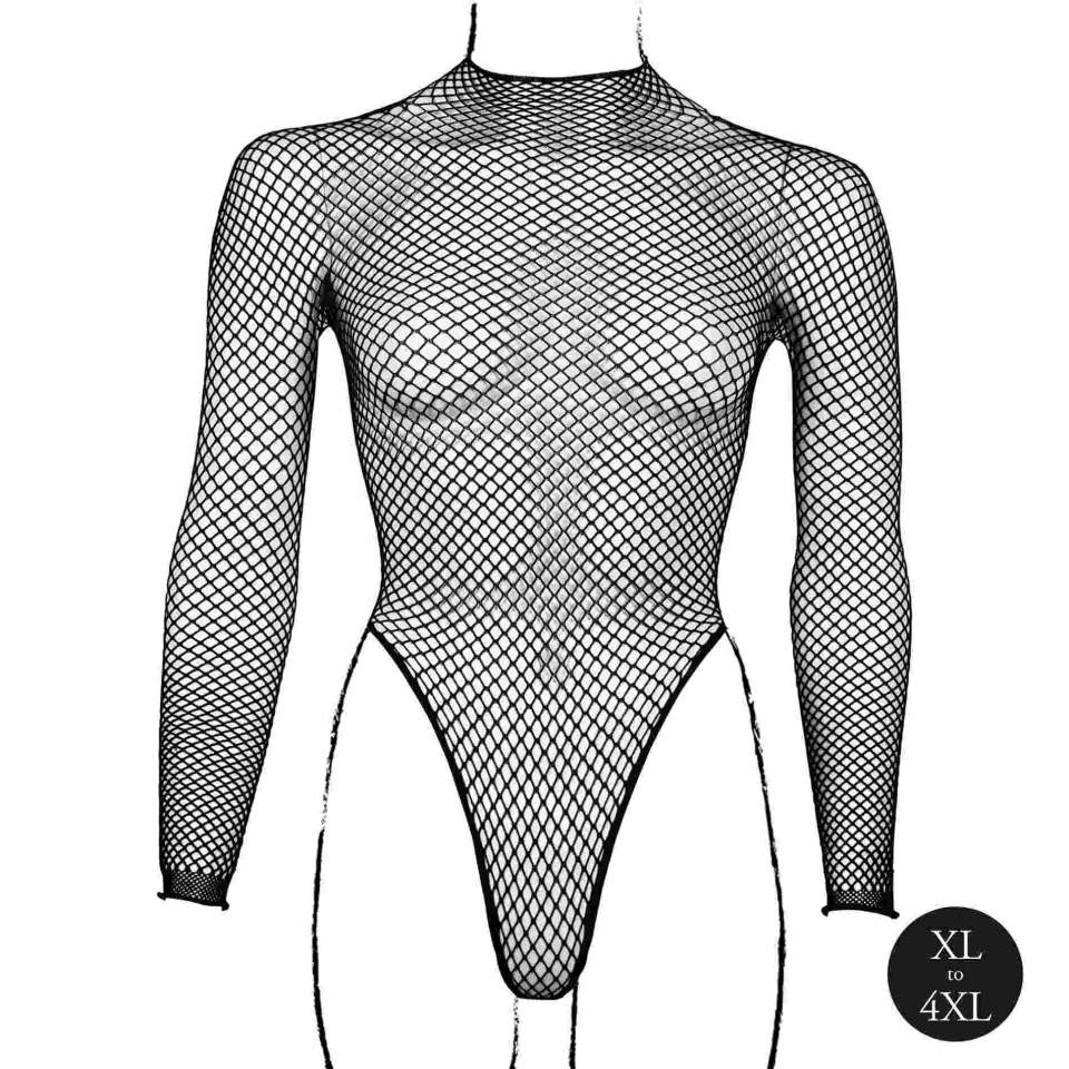 Seksowne siateczkowe body z golfem XL-4XL