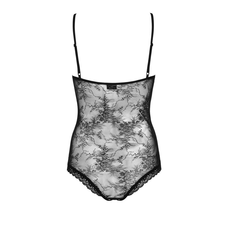 Czarne body Obsessive Slevika łączy elegancję z delikatną perwersją