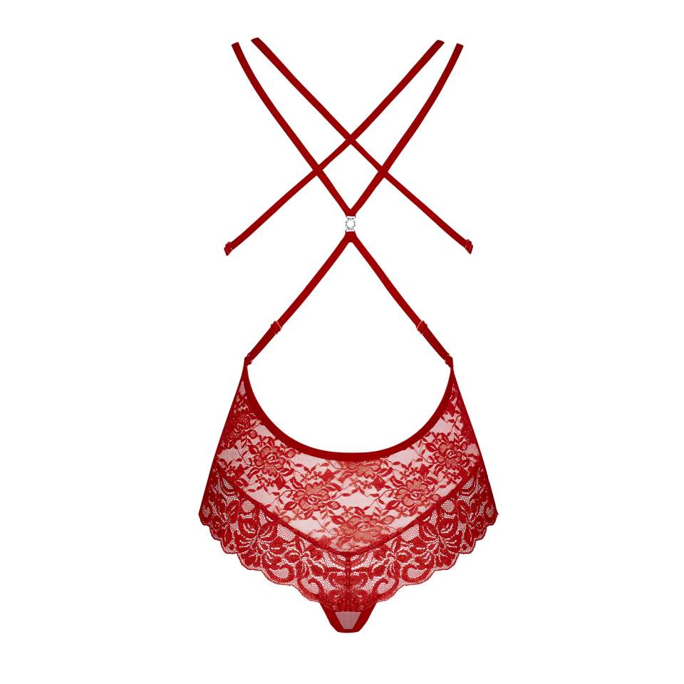 Uwodzicielskie, romantyczne czerwone body Obsessive 860-TED-3