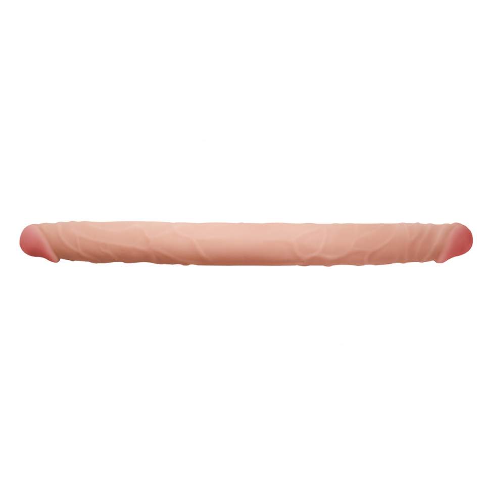 Cieliste dwustronne dildo wykonany z realistycznego w dotyku materiału - cyber skóry: 47,6cm