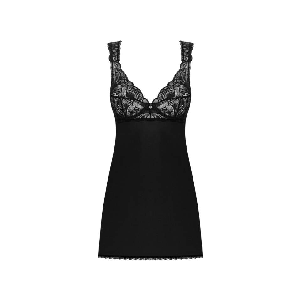 Czarna z dodatkiem koronki koszulka babydoll Obssesive Donna Dream