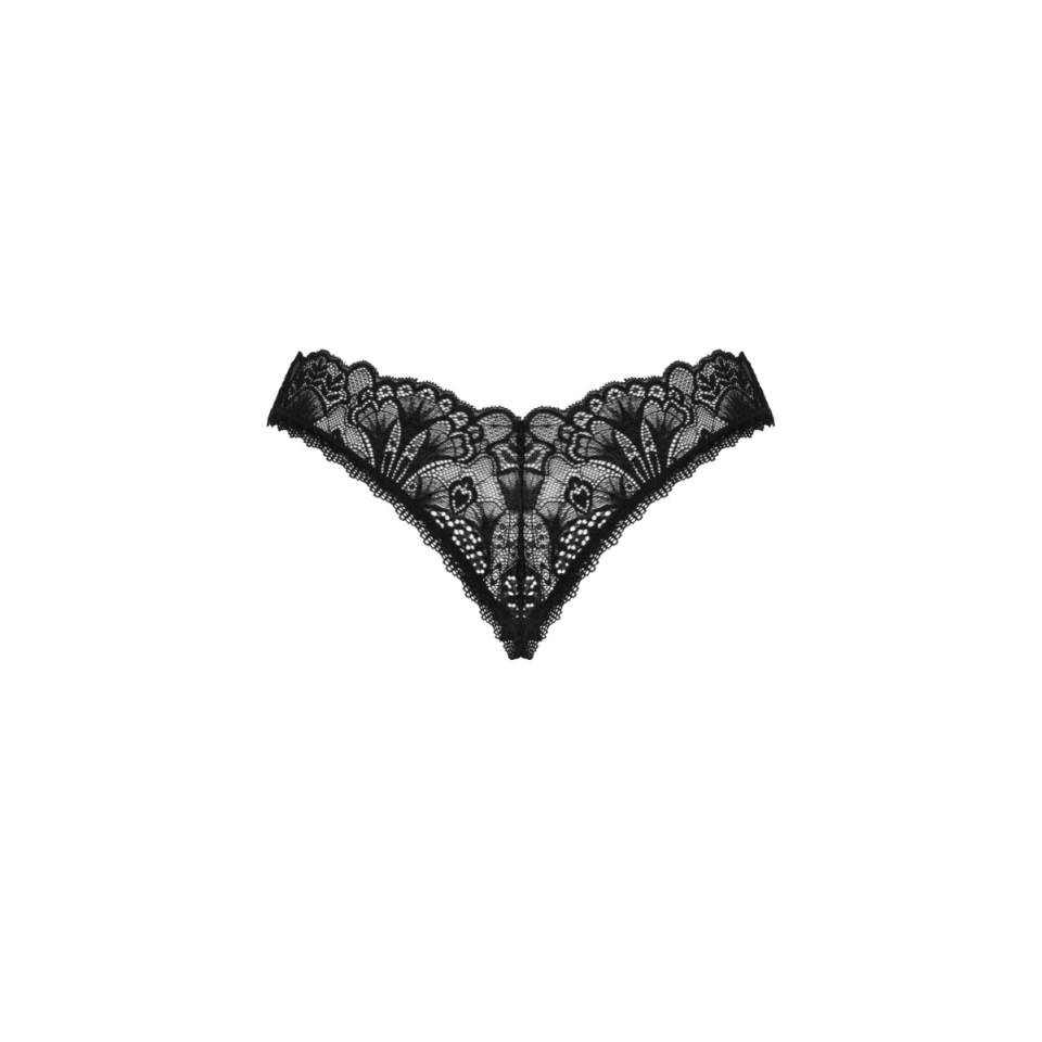 Czarne koronkowe stringi otwarte marki Obsessive Donna Dream