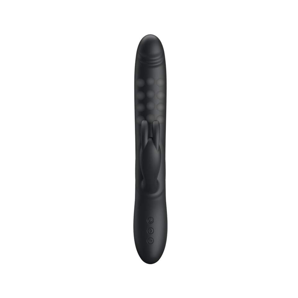 Czarny rotacyjny wibrator królik z silikonu – 25 cm