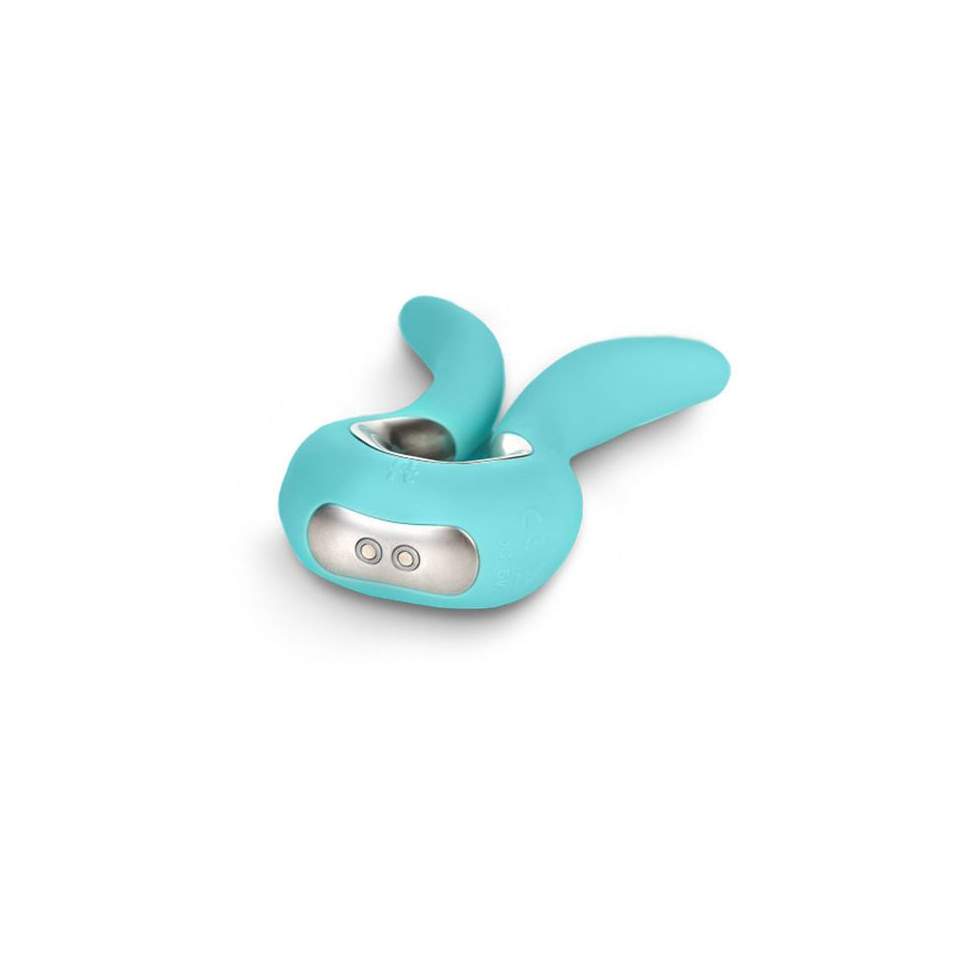 Miętowy silikonowy wibrator króliczek Gvibe Mini – 10,5 cm