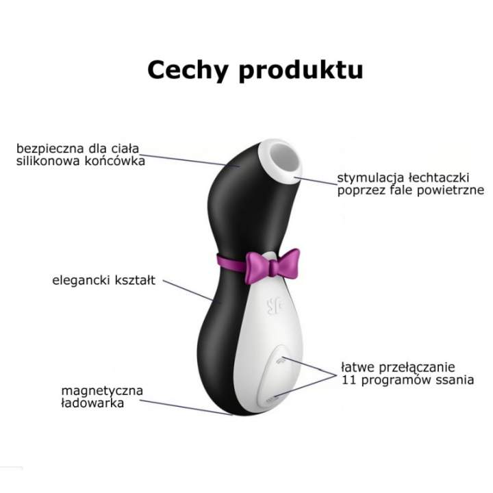 Bezdotykowy masażer łechtaczki z falą ciśnieniową Penguin Satisfyer Pro