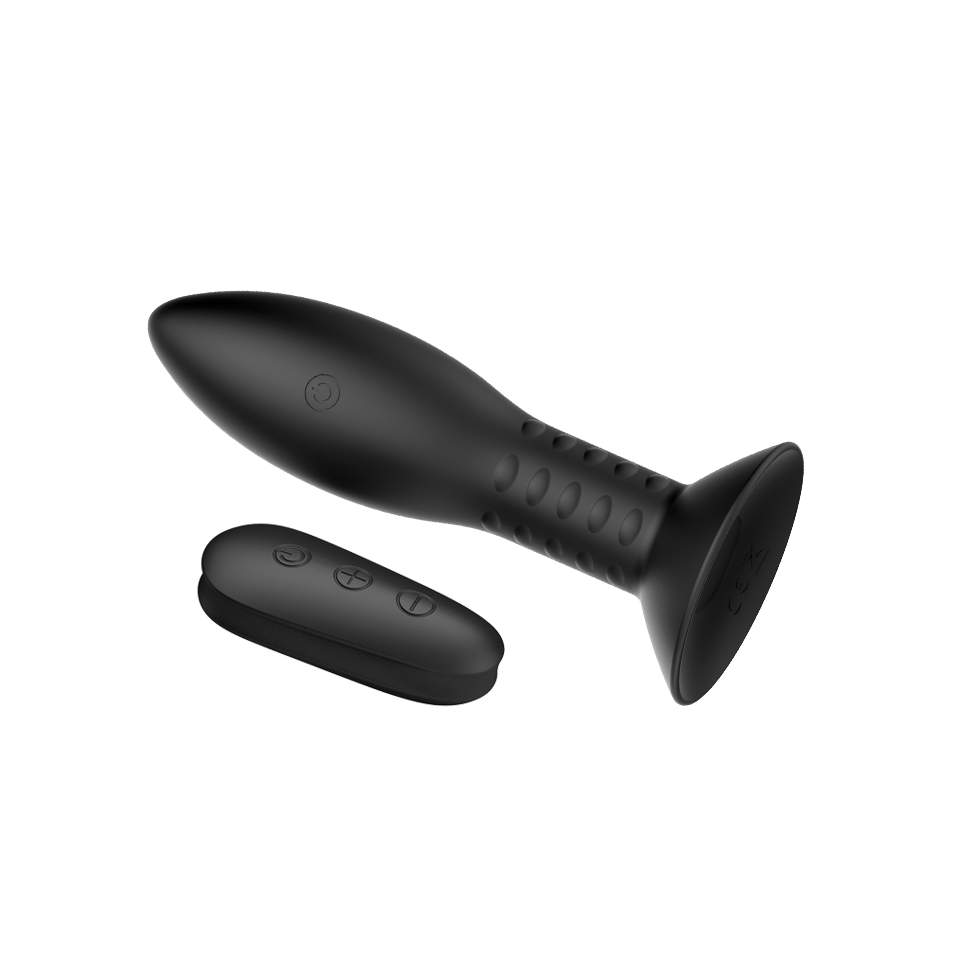 Czarny wibrujący korek analny z pilotem – 3,5 cm