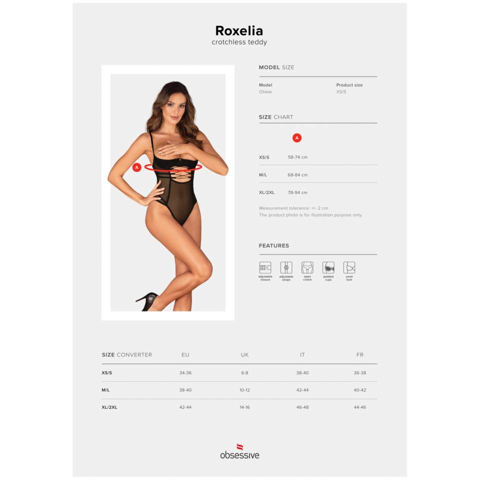 Drapieżne otwarte czarne body Obsessive Roxelia