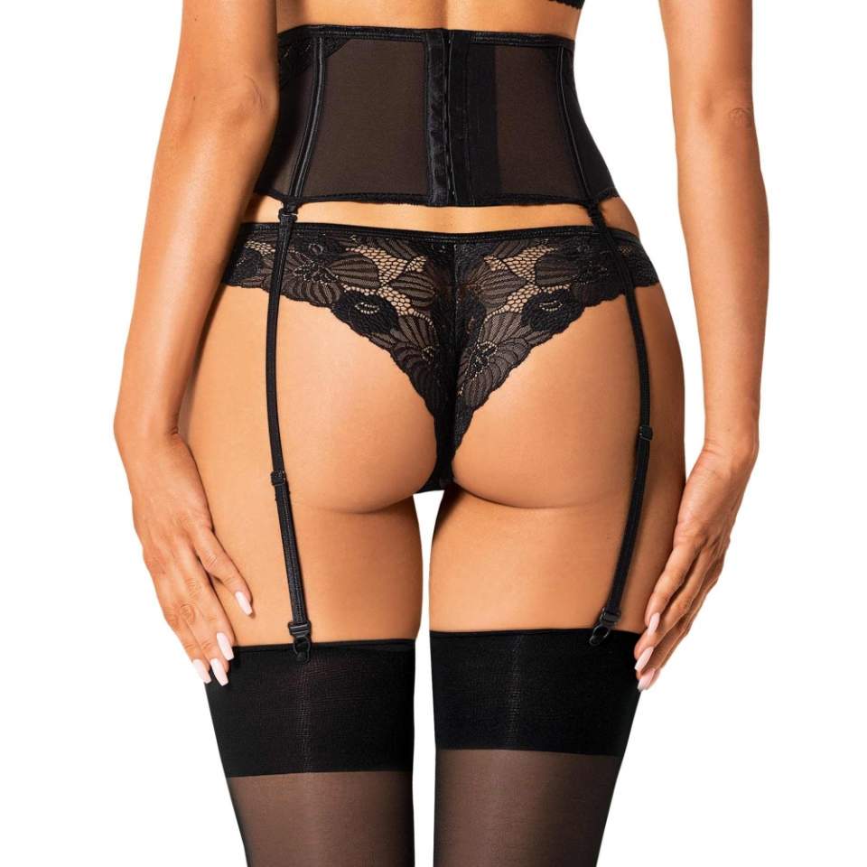 Czarny elegancki pas do pończoch modelujacy talię Obsessive Serena Love