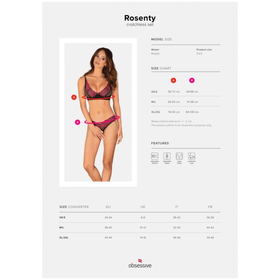 Romantyczny komplet 2-częściowy otwarty Obsessive Rosenty