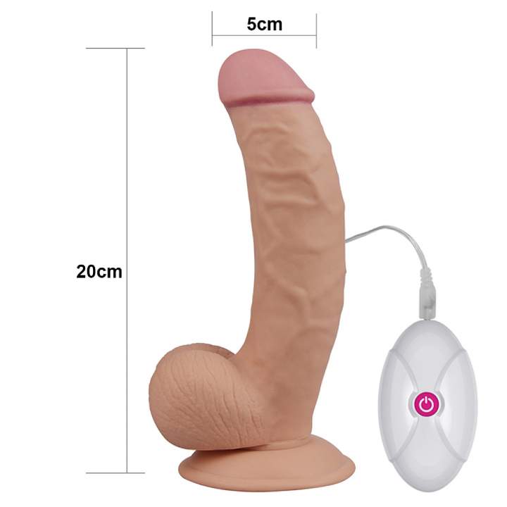 Realistyczne dildo z wibracjami w kolorze cielistym z przyssawką, 10 różnych trybów pulsacji i fal- 20m