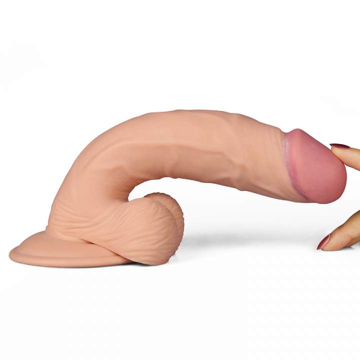 Realistyczne dildo z wibracjami w kolorze cielistym z przyssawką, 10 różnych trybów 10 trybów pulsacji i wibracji- 22m