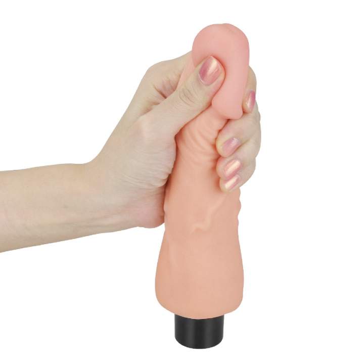 Realistyczne dildo z wibracjami w kolorze cielistym, wodoodporne i giętkie- 18cm