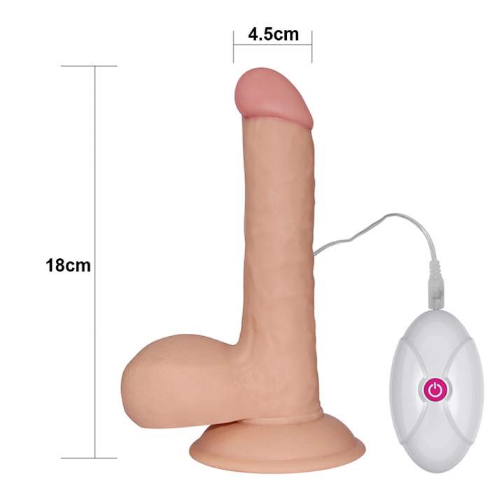Realistyczne dildo z wibracjami w kolorze cielistym z przyssawką, 10 prędkości & wzory silnych wibracji- 18m