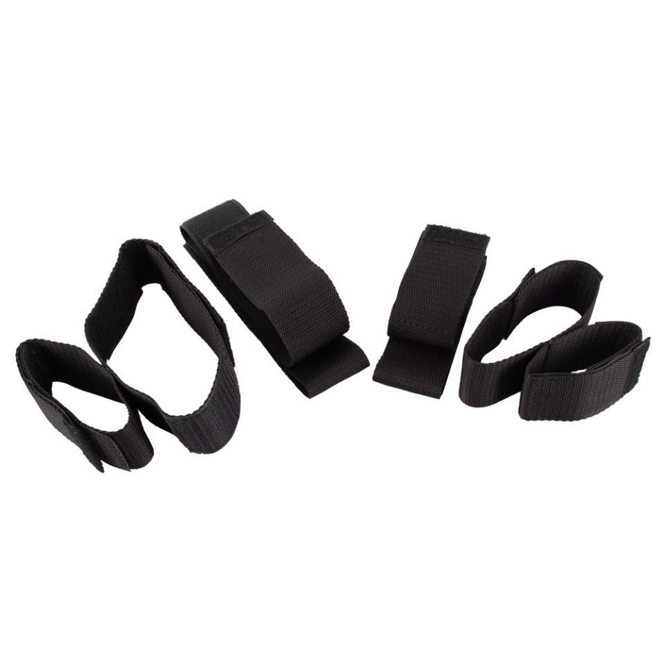 Zestaw mankietów do związania rąk i nóg, idealny do zabaw BDSM i bondage.