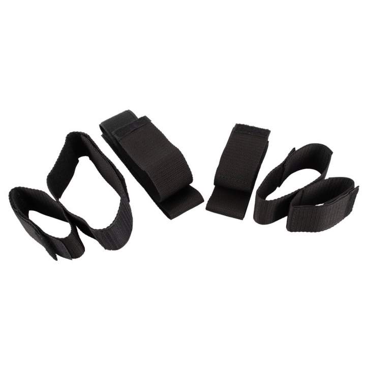 Zestaw mankietów do związania rąk i nóg, idealny do zabaw BDSM i bondage.