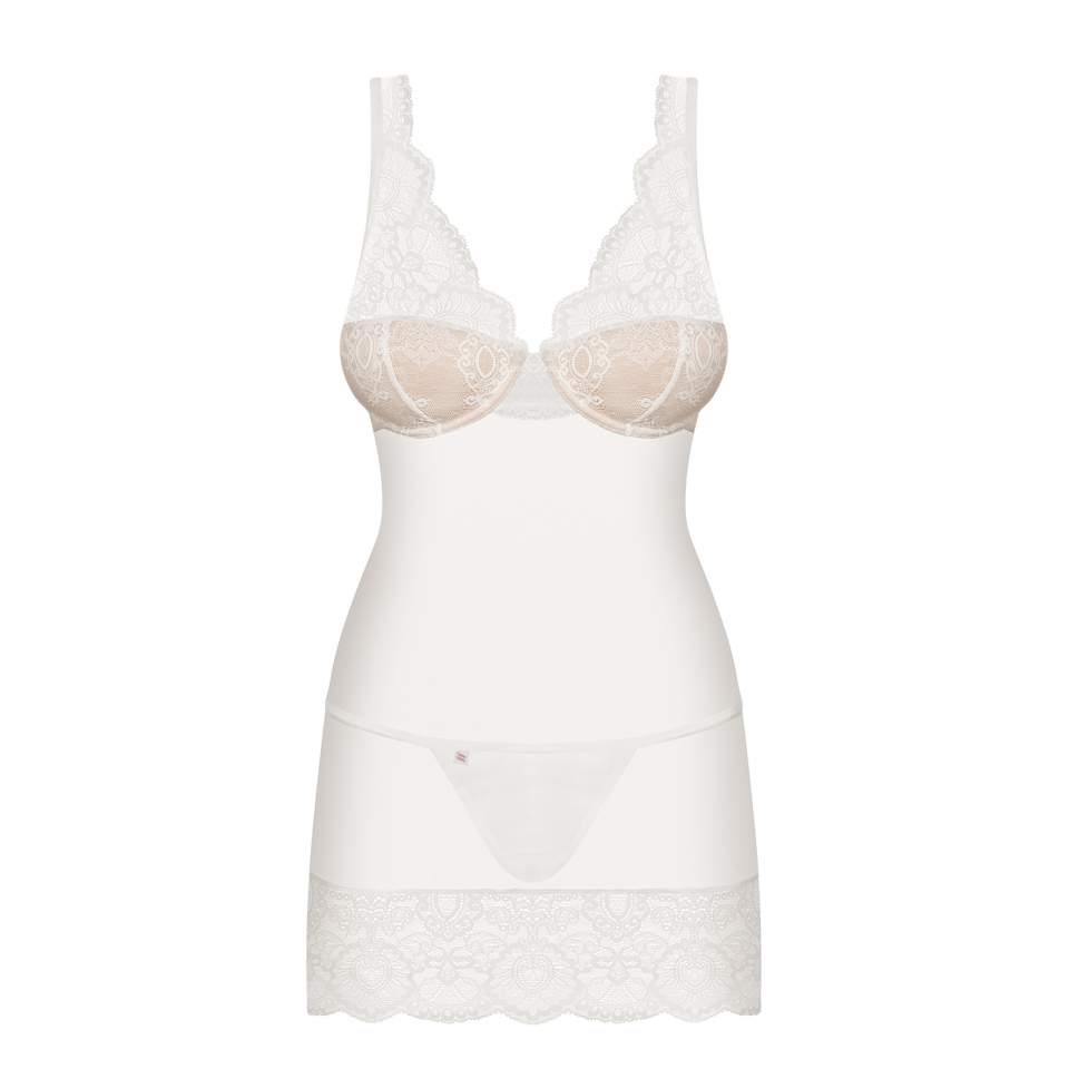 Biała koszulka Obsessive 853-CHE-2  w zestawie ze stringami