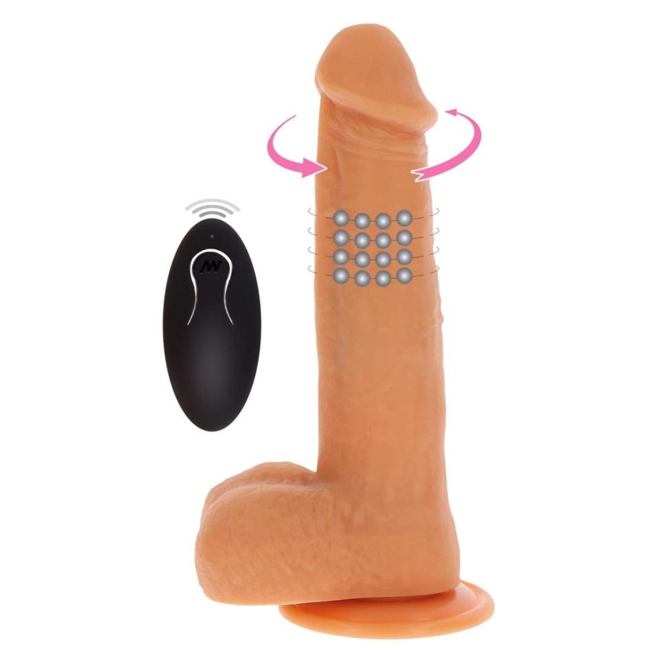 Wibrujące Dildo z Obracającymi się Koralikamiw wykonane z silikonu - 21cm