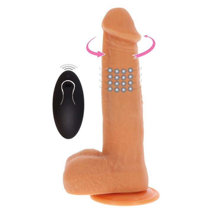 Wibrujące Dildo z Obracającymi się Koralikamiw wykonane z silikonu - 21cm
