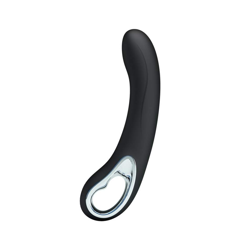 Czarny silikonowy wibrator klasyczny z ergonomiczną rączką – 19 cm