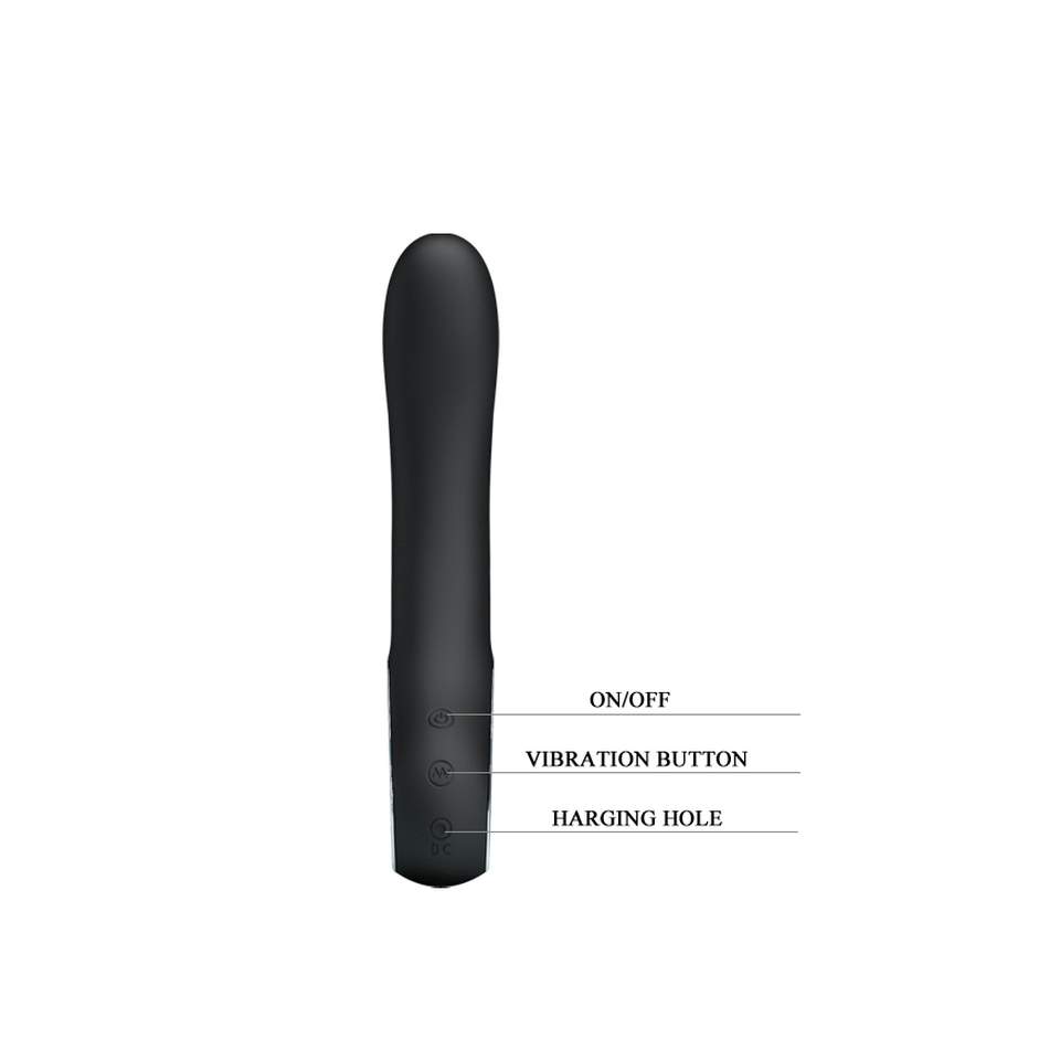Czarny silikonowy wibrator klasyczny z ergonomiczną rączką – 19 cm