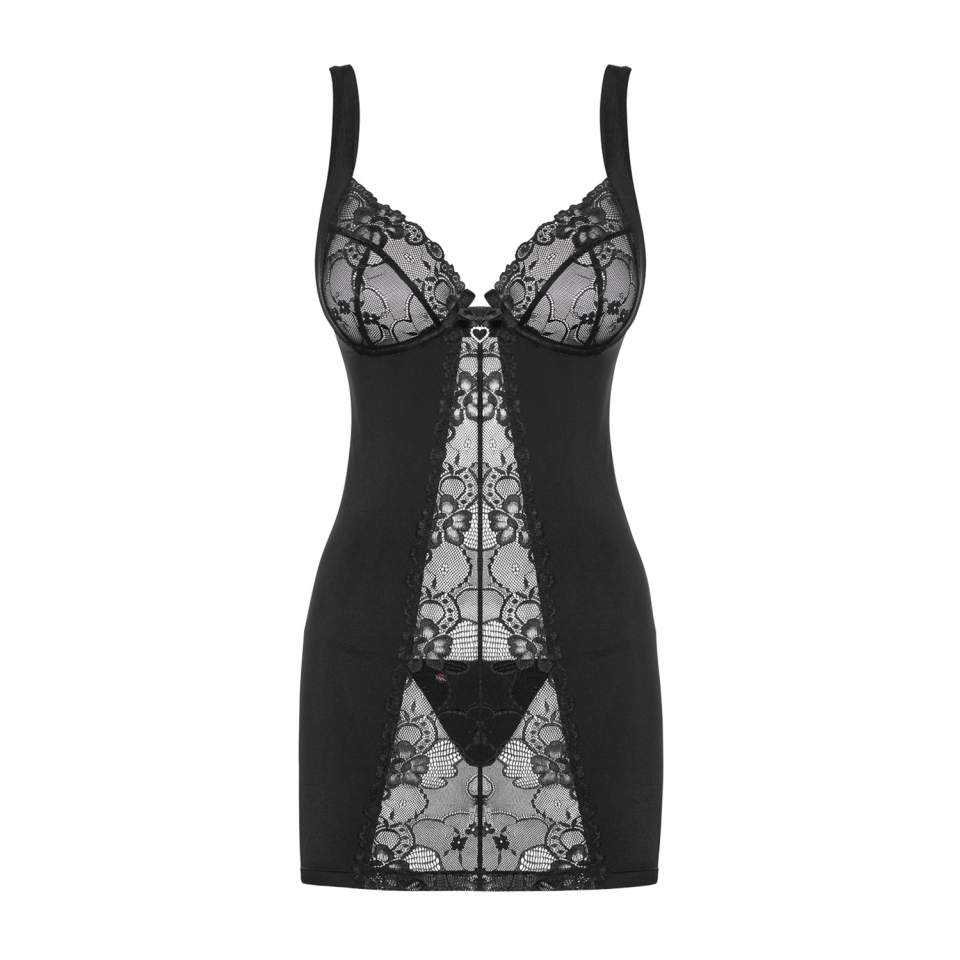 Czarna koszulka Obsessive Heartina + w komplecie ze stringami