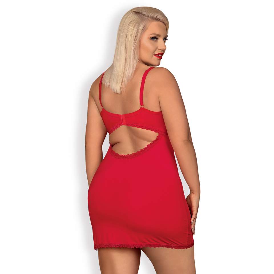 Czerwona koszulka Obsessive Jolierose ze stringami w komplecie