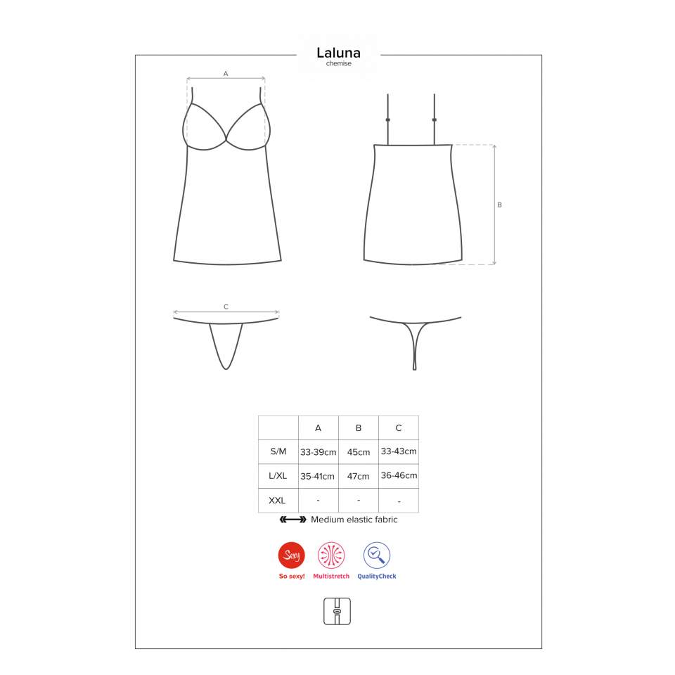Czarna koszulka Obsessive Laluna w komplecie ze stringami