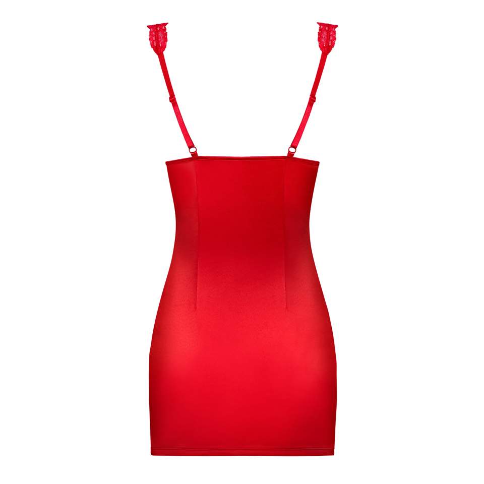 Satynowa czerwona koszulka Obsessive Secred w komplecie ze stringami