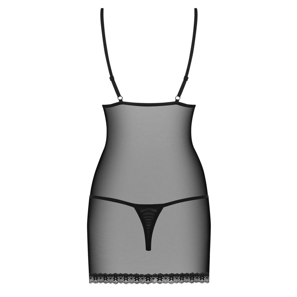 Seksowna czarna koszulka Obsessive 820-CHE-1 ze stringami w komplecie