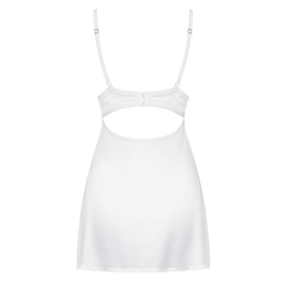 Biała koszulka nocna Obsessive 871-CHE-2 ze stringami w komplecie