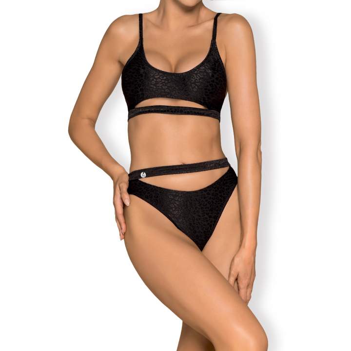 Seksowne czarne bikini w panterkę Obsessive Miamelle