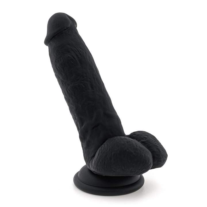 Czarne silikonowe dildo z jądrami dla kobiet – 13,5 cm